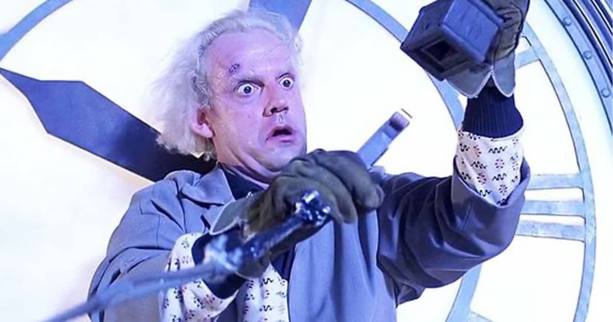Clock tower time travel artwork inspired by Back to the Future